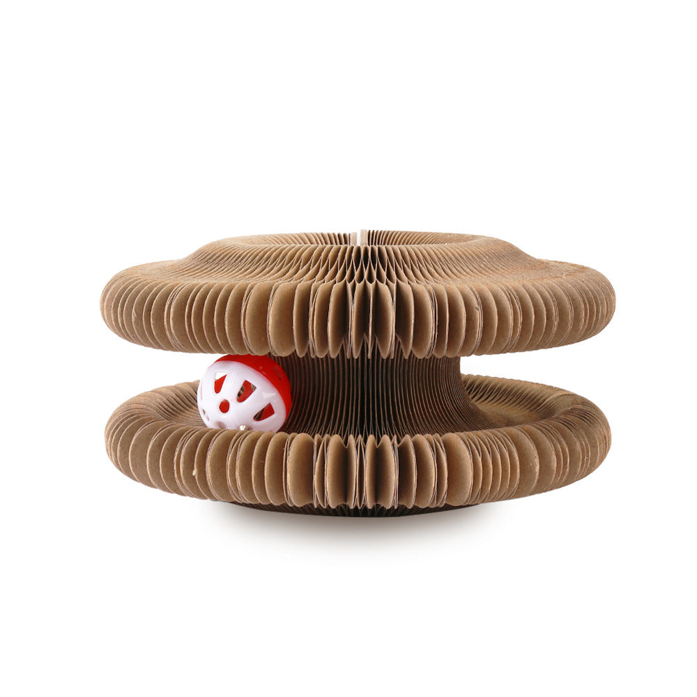 Organ Cat Scratching Board Foldable Accordion Cat Toy with Toy Bell for Cat Grinding Claw