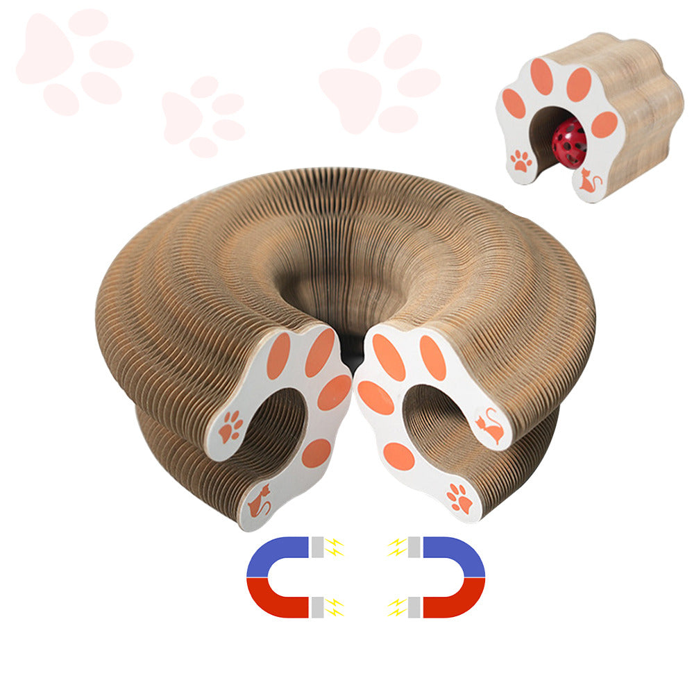 Organ Cat Scratching Board Foldable Accordion Cat Toy with Toy Bell for Cat Grinding Claw