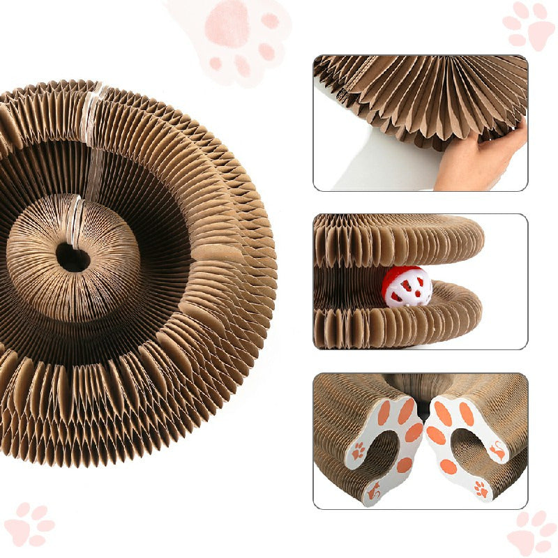 Organ Cat Scratching Board Foldable Accordion Cat Toy with Toy Bell for Cat Grinding Claw