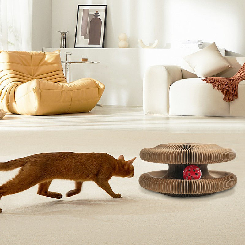 Organ Cat Scratching Board Foldable Accordion Cat Toy with Toy Bell for Cat Grinding Claw