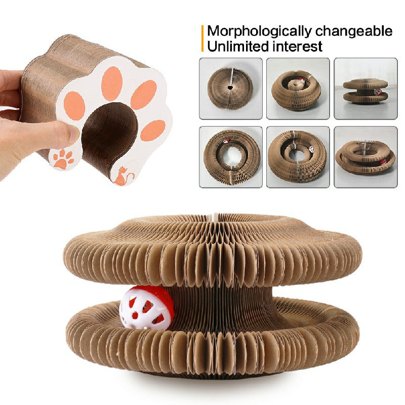 Organ Cat Scratching Board Foldable Accordion Cat Toy with Toy Bell for Cat Grinding Claw