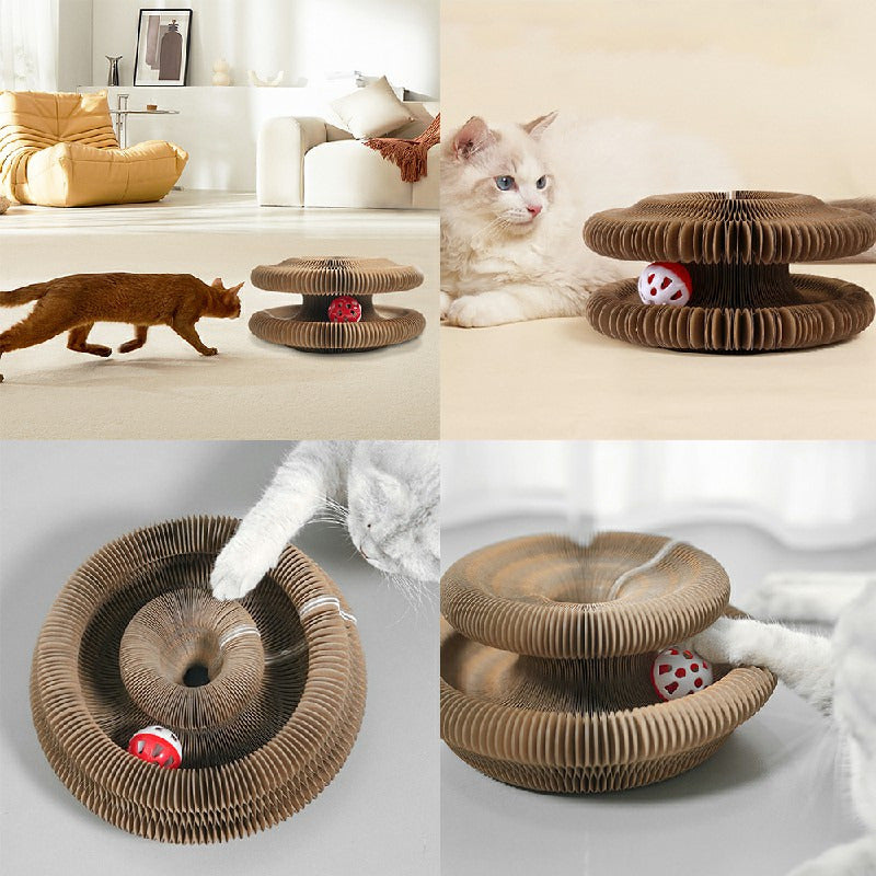 Organ Cat Scratching Board Foldable Accordion Cat Toy with Toy Bell for Cat Grinding Claw